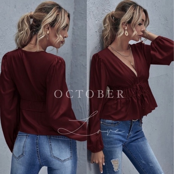 Burgundy Fashion Top - Picture 2 of 5